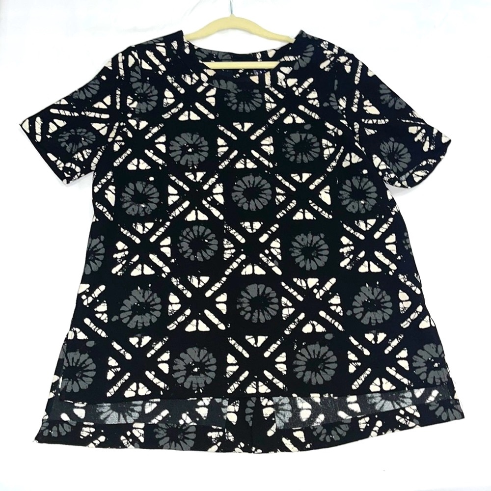 Madewell Button Back Batik Grid Blouse - image 1